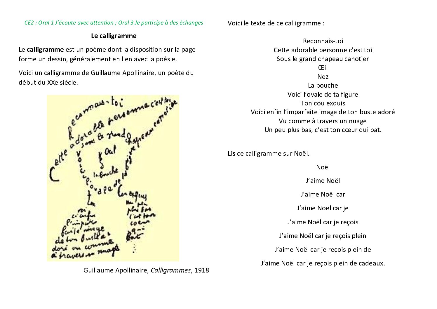 Les calligrammes des CE2